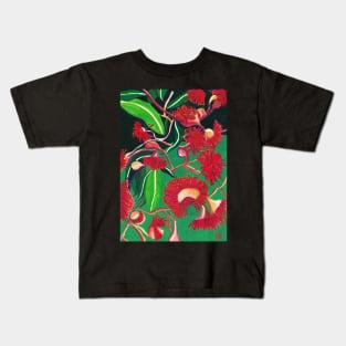 Australian Native Red Gumnut Flowers by Leah Gay Kids T-Shirt